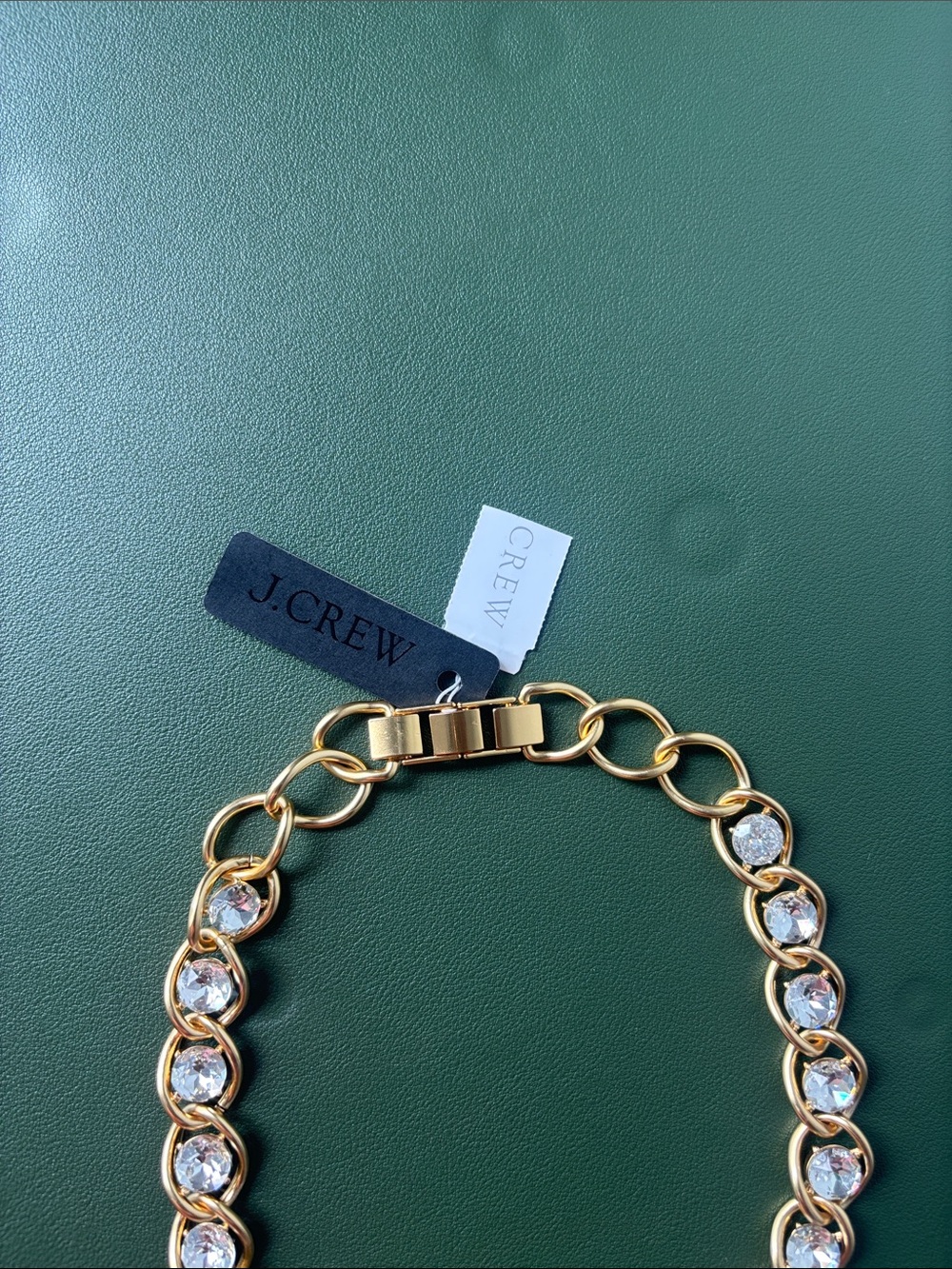 J. Crew Gold Link Necklace with Sparkle Crystals - Picture 2 of 7